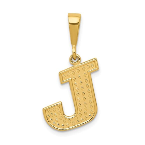 14k Yellow Gold Ashley Collection Textured Initial J Pendant